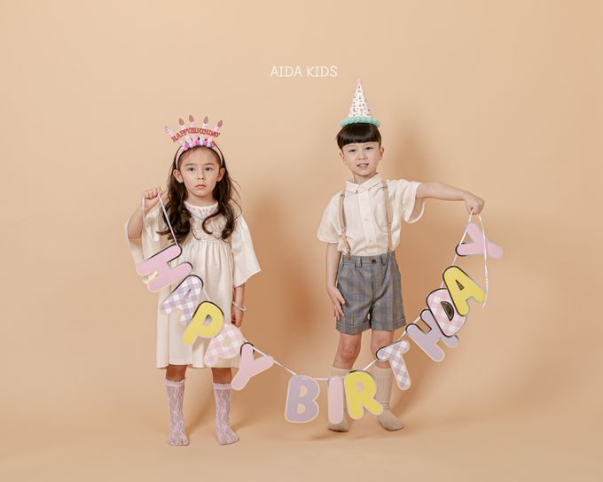 韓國 AIDA - 鬆緊腰紳士格紋反摺短褲-灰紫