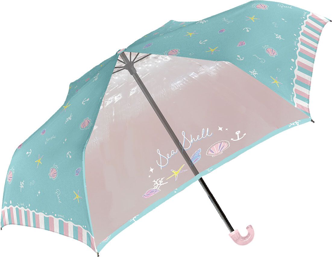 日本中谷 - 輕量透明窗兒童雨傘/折疊傘-海洋物語-紫 (50cm(身高115-125cm))