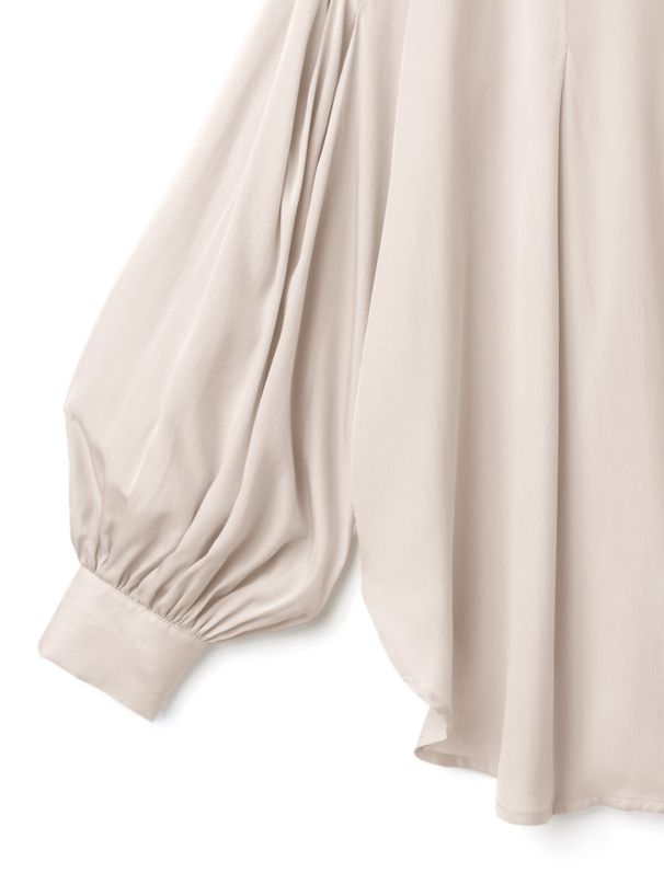 日本 GRL - 飄逸柔軟澎澎袖長版襯衫-奶油黃 (F)