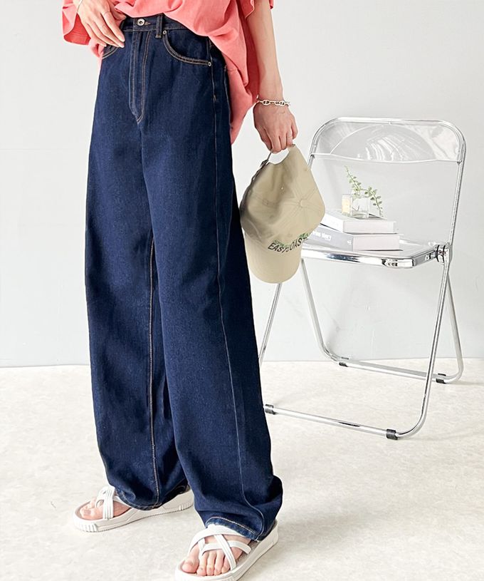 日本 Classical Elf - [熱銷NO.1]  厚磅棉混挺版美腿長褲-丹寧深藍