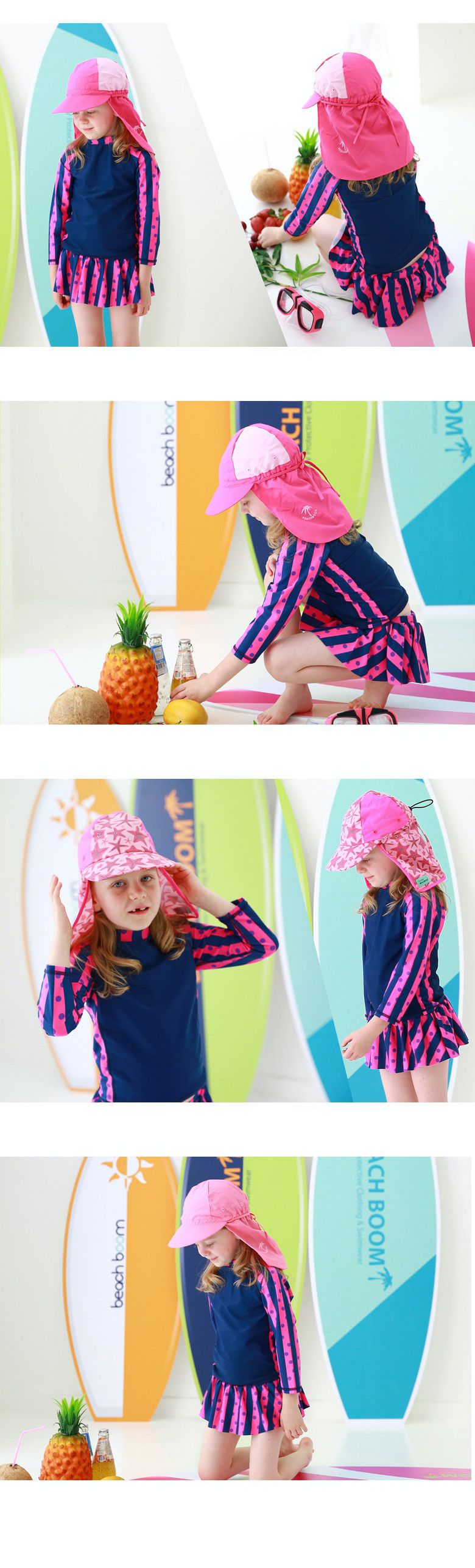 韓國 Beach Boom - UPF50+長袖泳裝/泳衣-驚艷粉彩