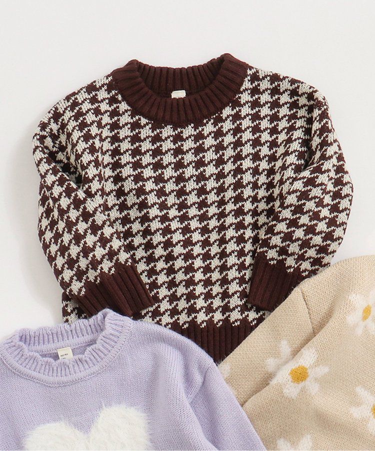 日本 apres les cours - 浪漫設計針織毛衣(可機洗)-小花-卡其