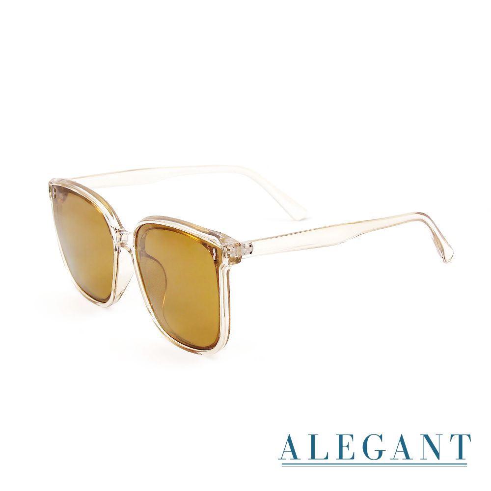 ALEGANT - 絲紋金街頭時尚方框輕量TR90寶麗來偏光墨鏡│UV400太陽眼鏡