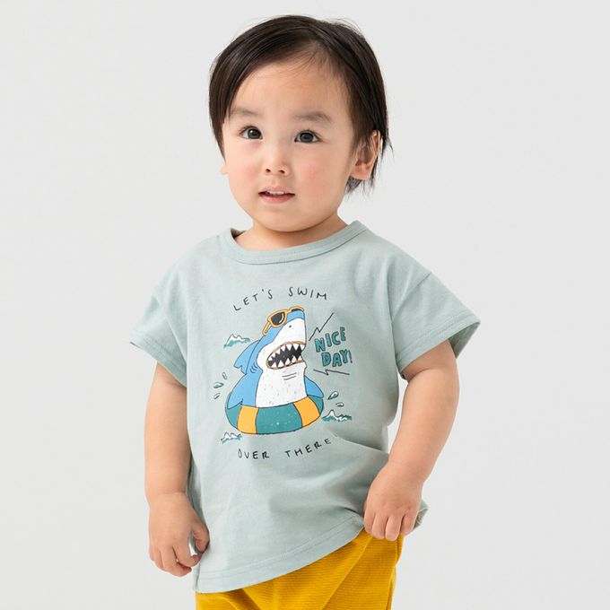 日本 Chil2 - 100%棉 印花柔軟短袖上衣-布丁-薄荷綠