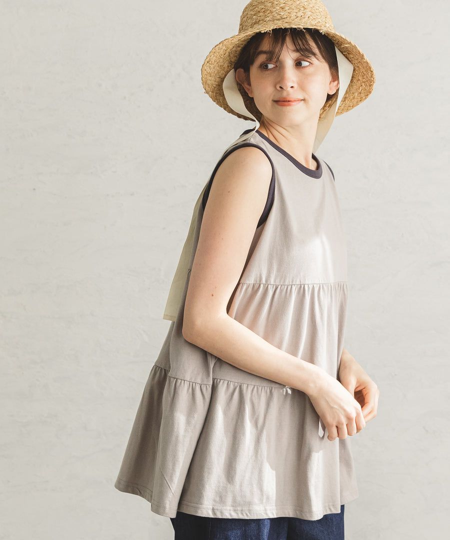 日本 PAIRMANON - 蛋糕層次無袖長版上衣(媽媽)-薄荷 (FREE)