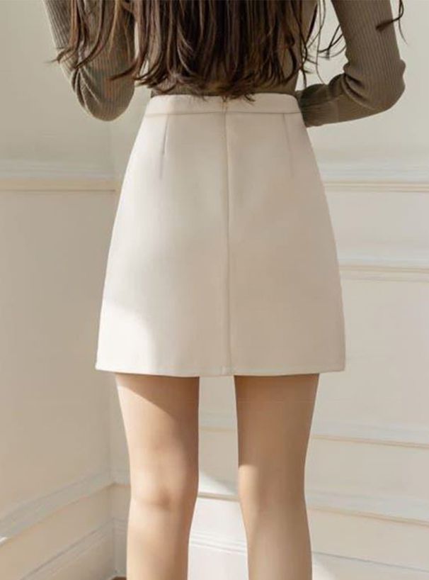 日本 GRL - 百搭簡約短裙-象牙杏