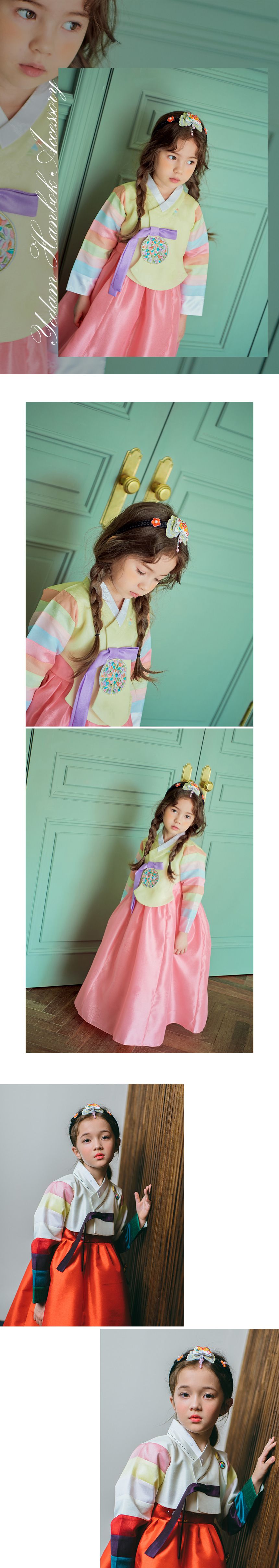 韓國 yedam - 韓服髮飾-刺繡蝴蝶髮箍-金黃