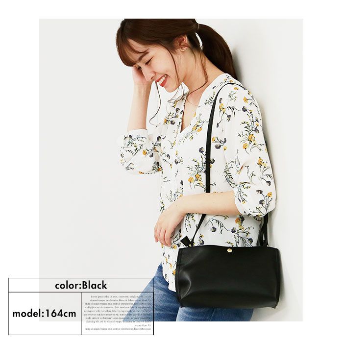 日本 Legato Largo - 輕量PU時尚斜背側背包-BK黑色 (24x15x9cm 肩背約88~122cm)