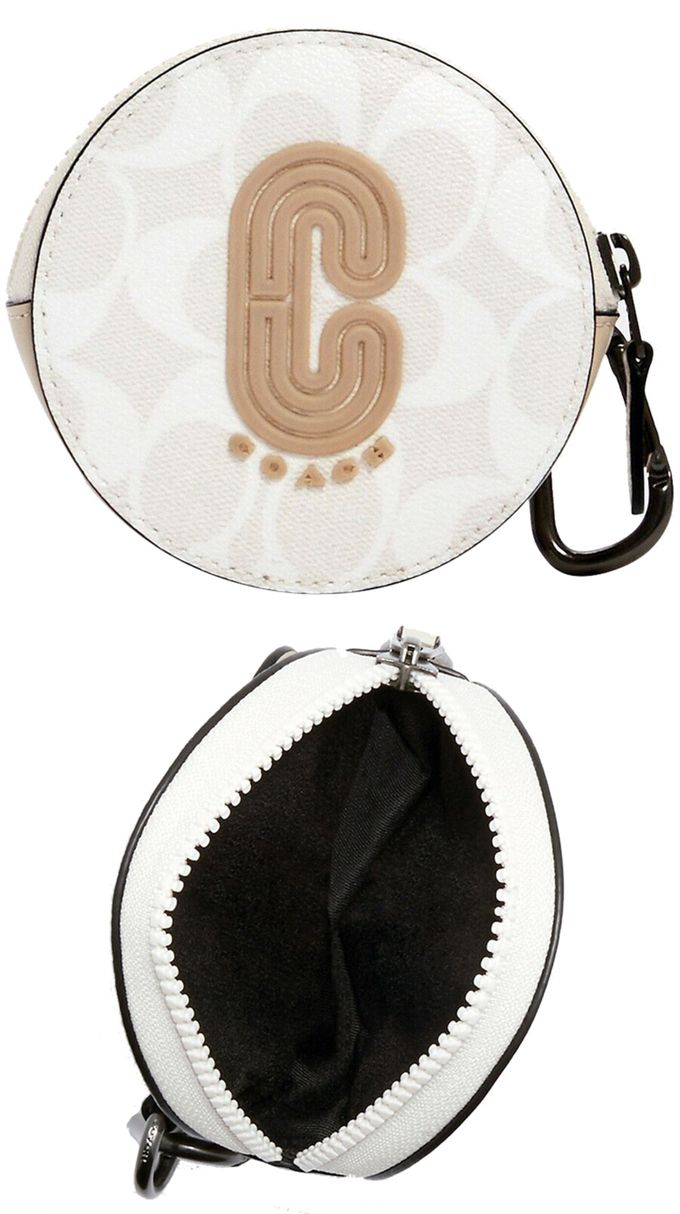 COACH - 滿版LOGO掛式零錢包 (白色)