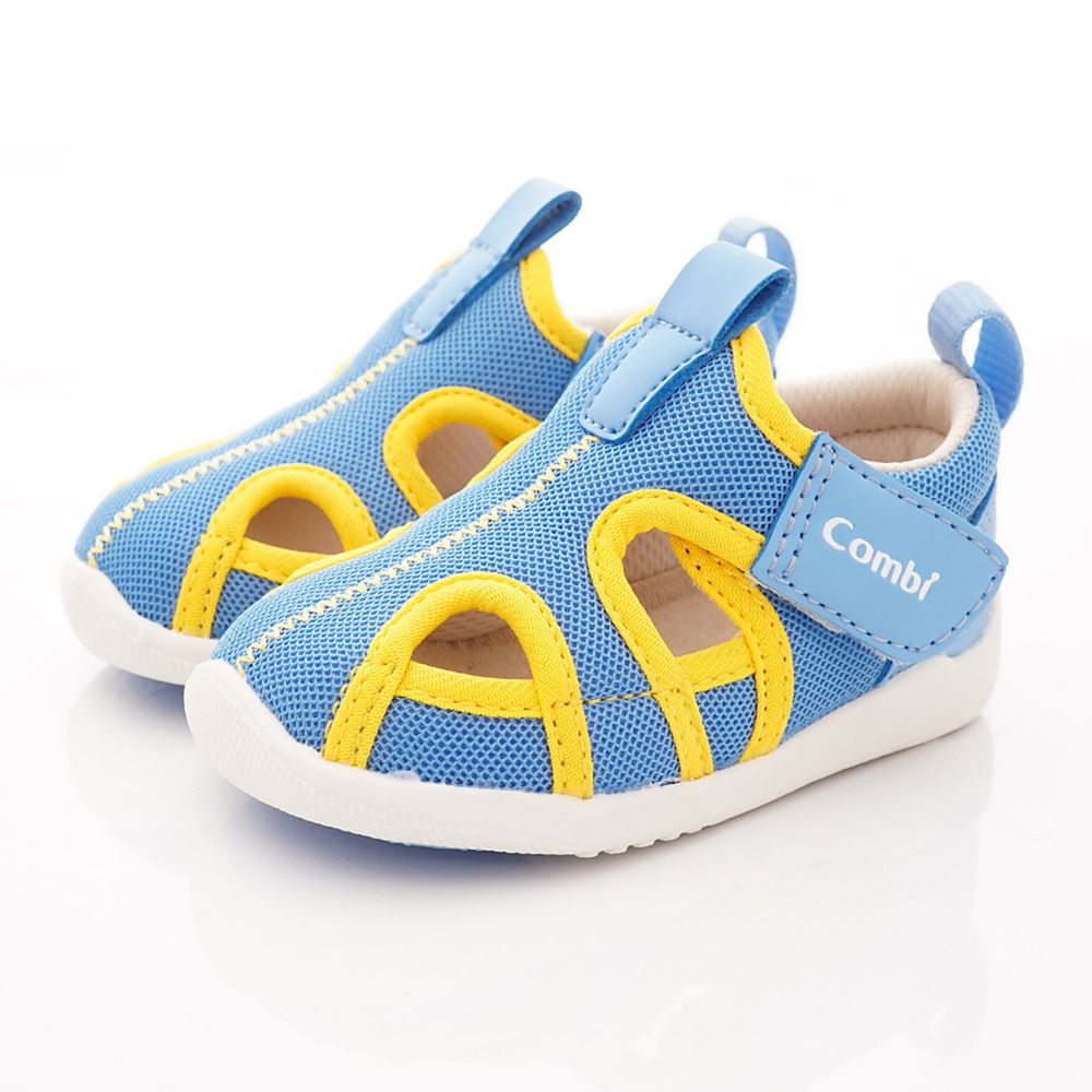 日本 Combi - 機能童鞋/學步鞋-護趾透氣學步涼鞋(寶寶段)-藍
