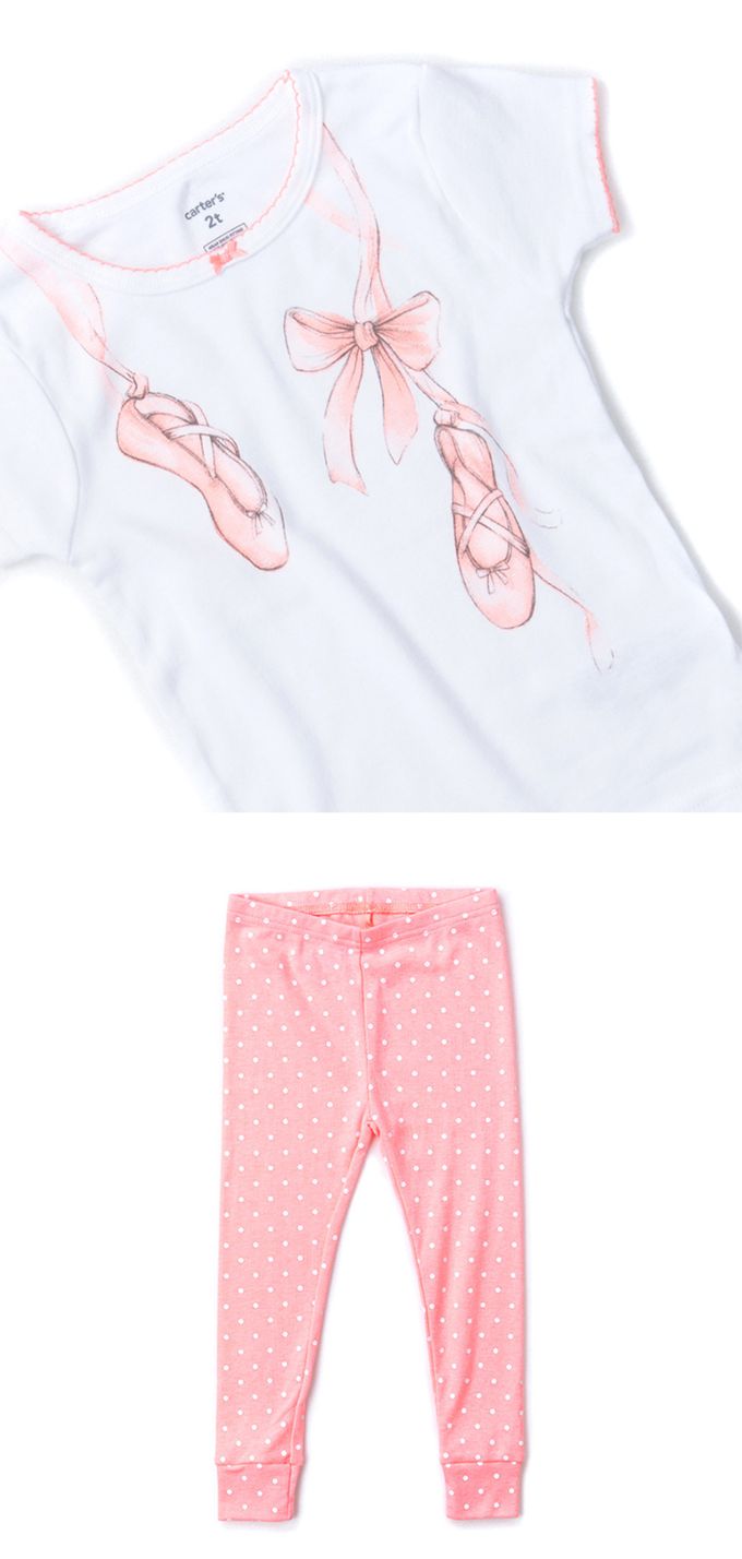 美國 Carter's - 芭蕾舞短袖+點點長褲2件組 (2 T)