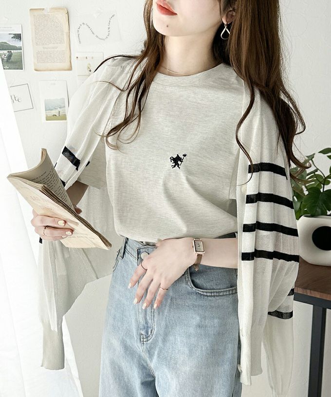 日本 Classical Elf - Java 純棉logo定番款短袖上衣-象牙白x海軍藍