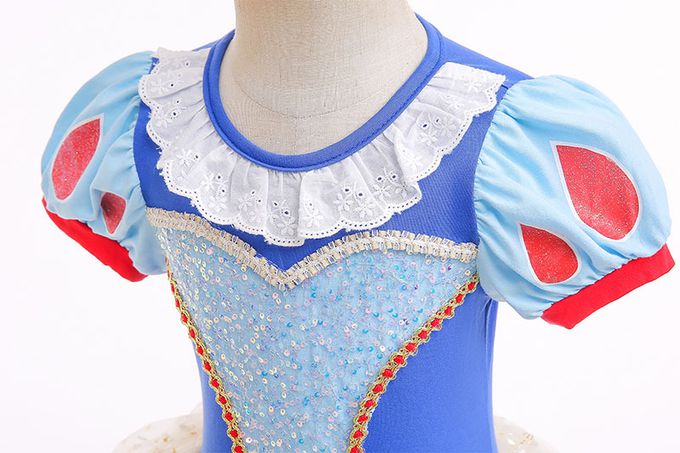 短袖造型公主裙/芭蕾舞裙-卡通人物-白雪公主-藍+奶油黃