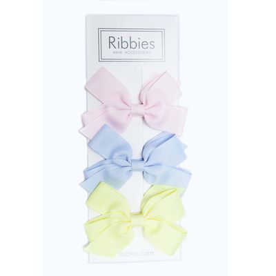 英國 Ribbies - 經典中蝴蝶結3入組(粉嫩系列)