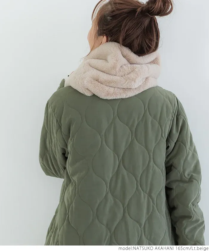 日本 COCA - 定番百搭色毛絨圍脖-淺卡其