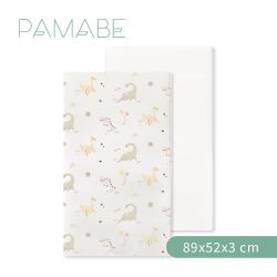 PAMABE - 多功能薄墊-奶油恐龍(雙面鳥眼布)-89x52x3cm(適用於奇哥 Joie kubbie™ sleep)
