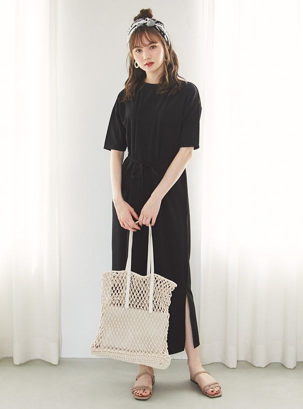 日本 GRL - 百搭編織手提袋(附同色系收納袋)-米