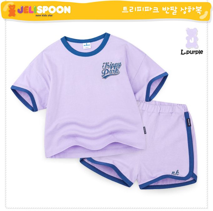 韓國 Jelispoon - 運動風字母小標短袖套裝-黑