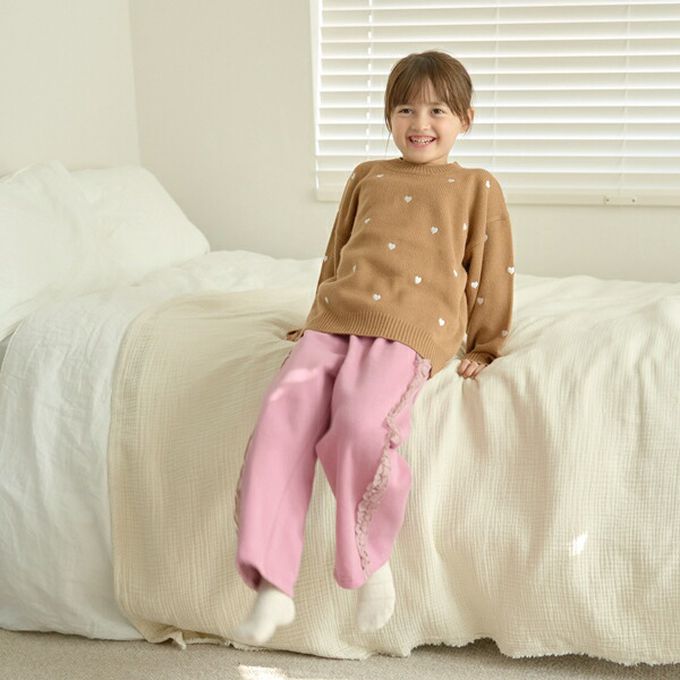 日本 Lycee mine - 側邊薄紗荷葉休閒長褲(不易起毛球)-炭灰