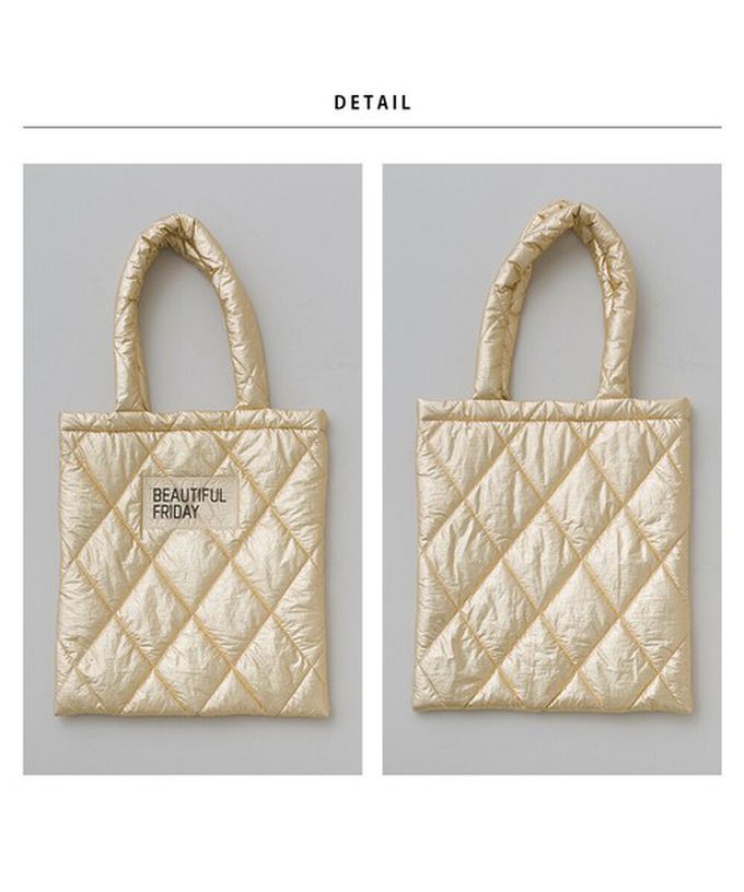 日本 OMNES - 輕巧大容量尼龍絎縫托特包-銀 (42x39cm)