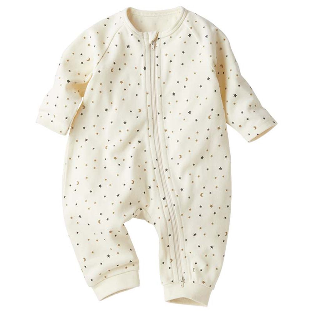 穿脫輕鬆方便連身衣-拉鍊款-米白色