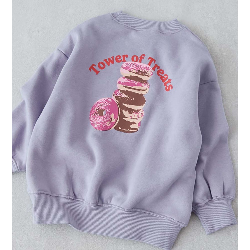 裏起毛女孩印花大學T-甜甜圈-藍紫