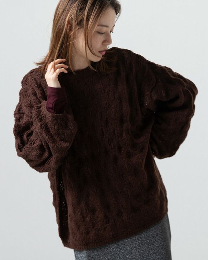 日本 gleam - 柔軟微透蓬鬆馬海毛針織上衣-紅