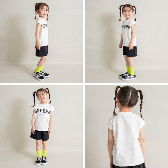 日本 BRANSHES - 率性女孩法式袖上衣-英文logo-白