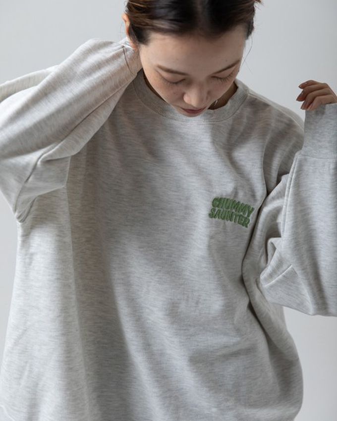 日本 gleam - 裏毛寬版甜點好友印花大學T-奶油米x棕