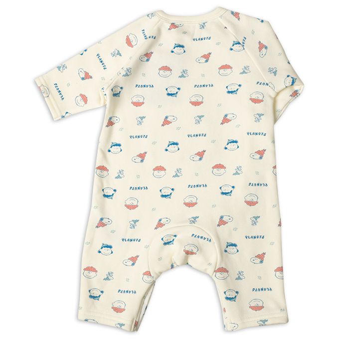 akachan honpo - 長袖兔裝-史努比坐雪橇布貼-米白色