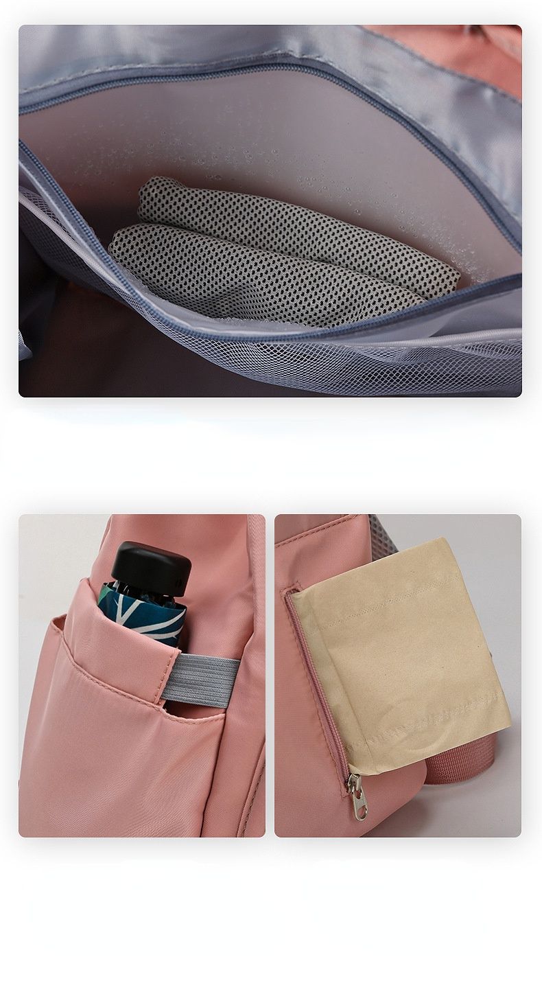 時尚多功能乾濕分離媽媽包/後背包-抽繩款-黑色 (40x34x19cm)