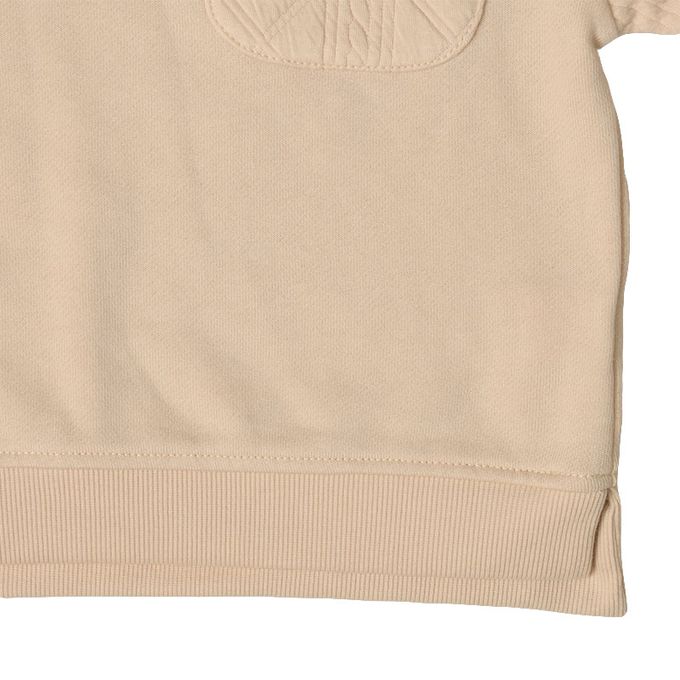 akachan honpo - 長袖鋪棉休閒上衣-拼接-淺卡其色