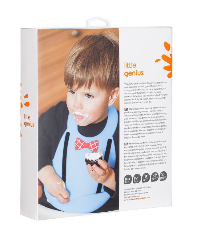 akachan honpo - 矽膠圍兜 Make My Day-吊帶褲-藍色