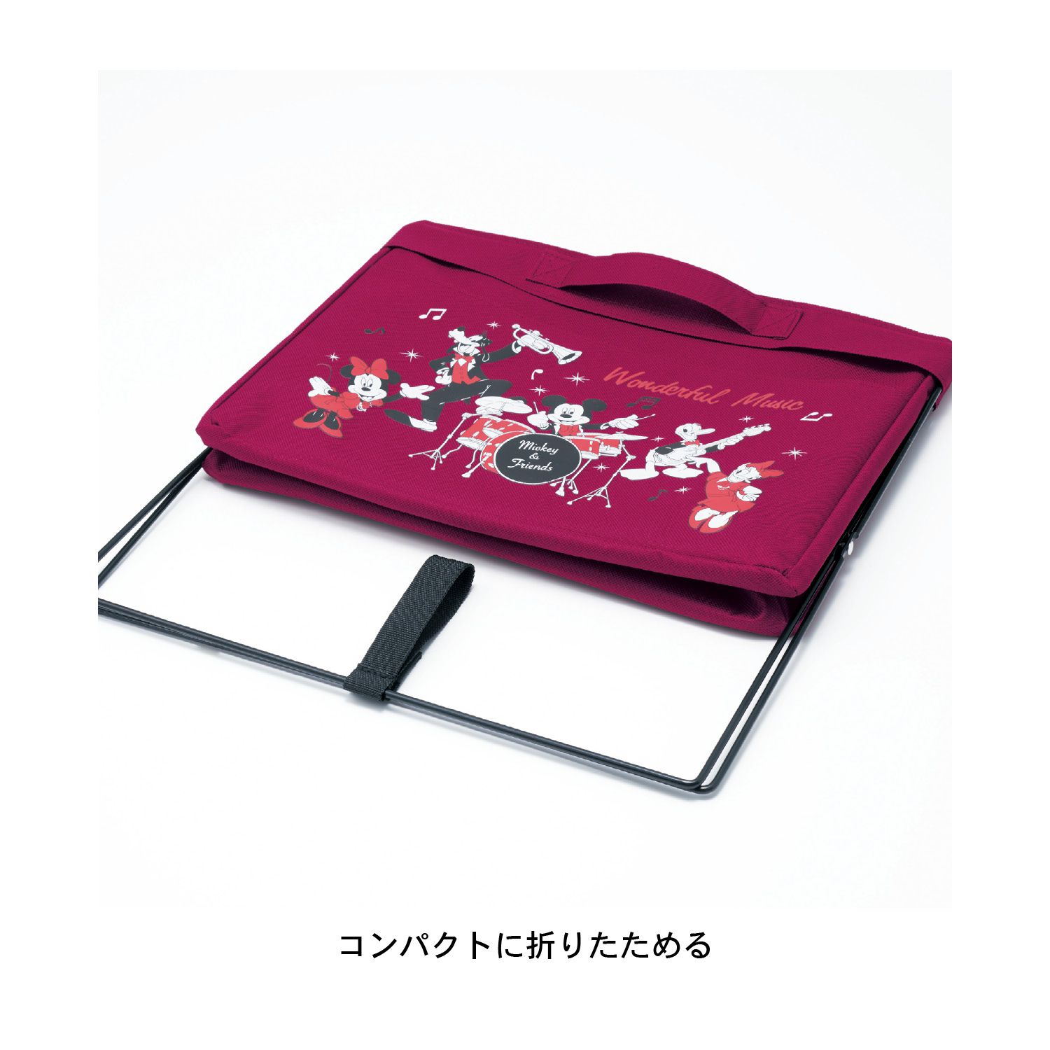 日本千趣會 - 迪士尼 書報雜誌收納架-米奇好朋友樂團-酒紅 (34x20x29.5cm)