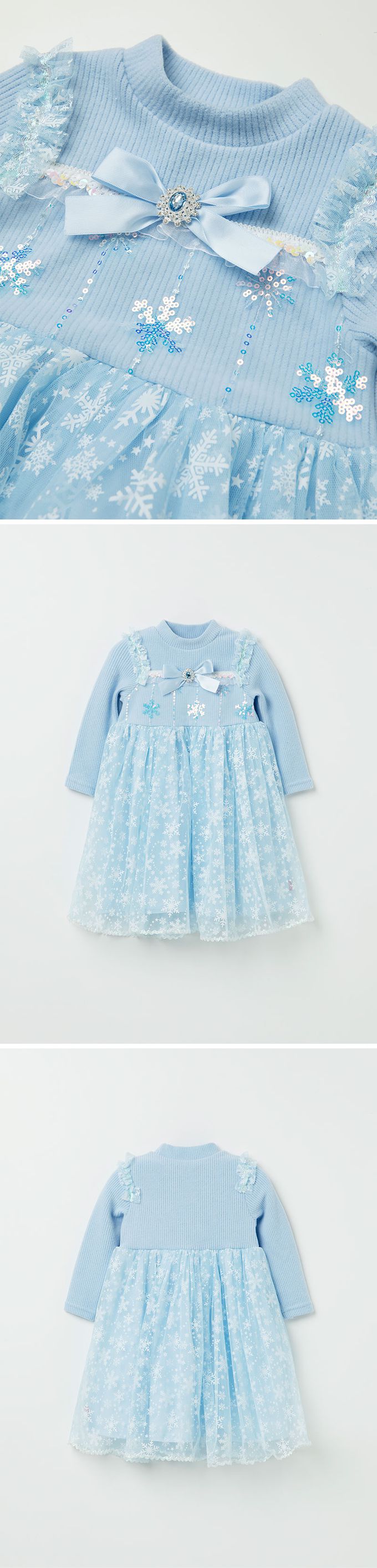 韓國 OZKIZ - 雪花亮片寶石裝飾連身洋裝-粉紫