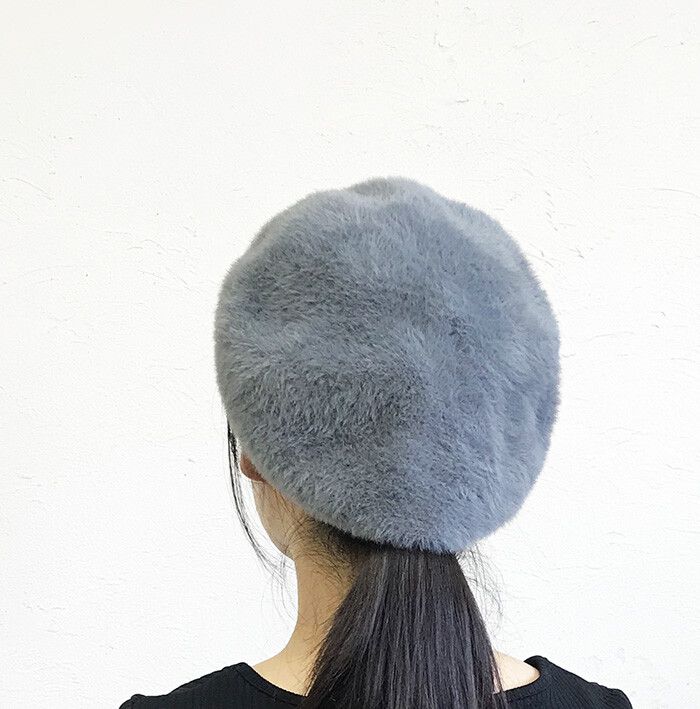 日本 jou jou lier - 長柔毛貝蕾帽-01 米 (頭圍58cm)