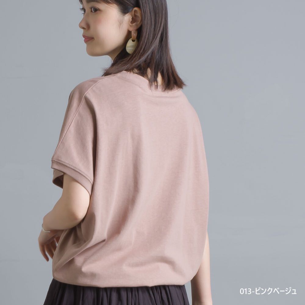 日本女裝代購 - 棉麻舒適透氣短袖上衣-淺灰紫 (F)