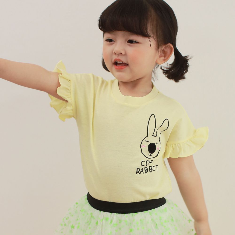 韓國 Coco Rabbit - 星星兔子娃娃荷葉袖T-黃