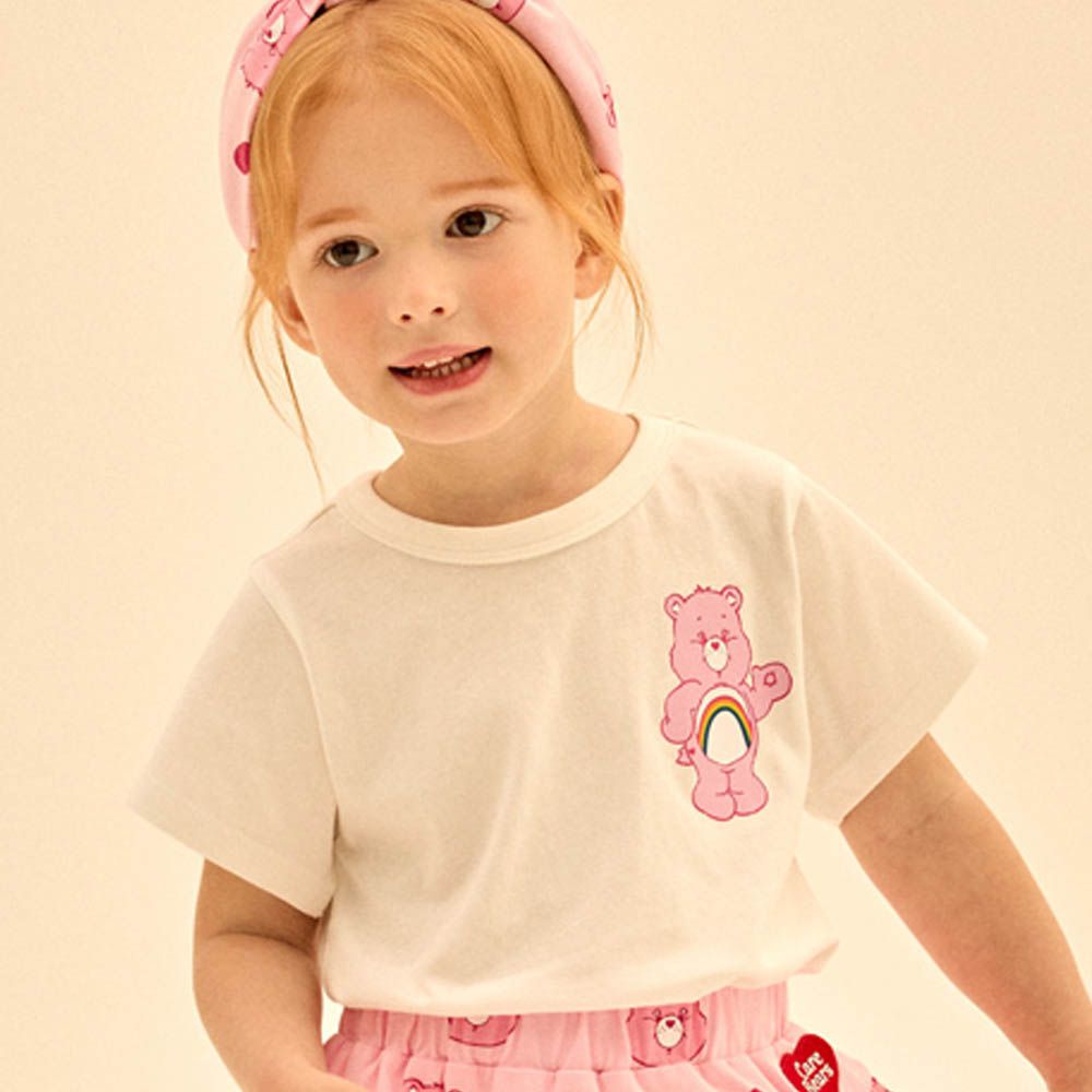 聯名款經典熊印短袖上衣-彩虹粉紅熊