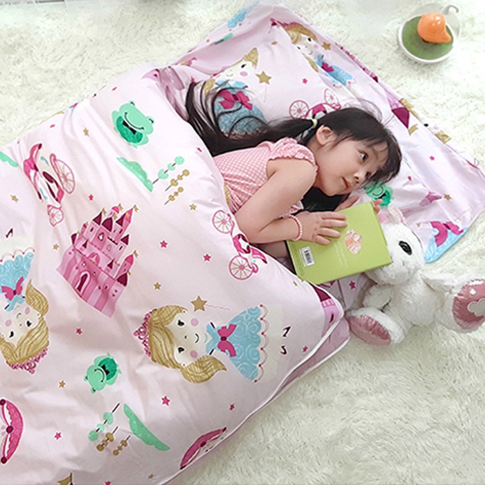 幼兒園睡袋 兒童防蟎睡袋  雙層設計（純棉+防蟎布）❤露營旅行睡墊-魔法公主