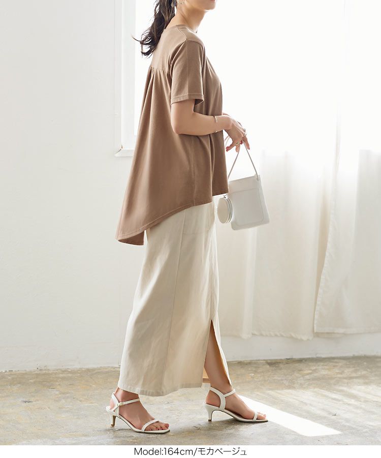 日本 Kobe Lettuce - 圓領柔軟修身短袖上衣-水藍