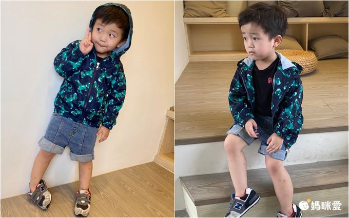 兒童連帽防風外套-星星-藍色