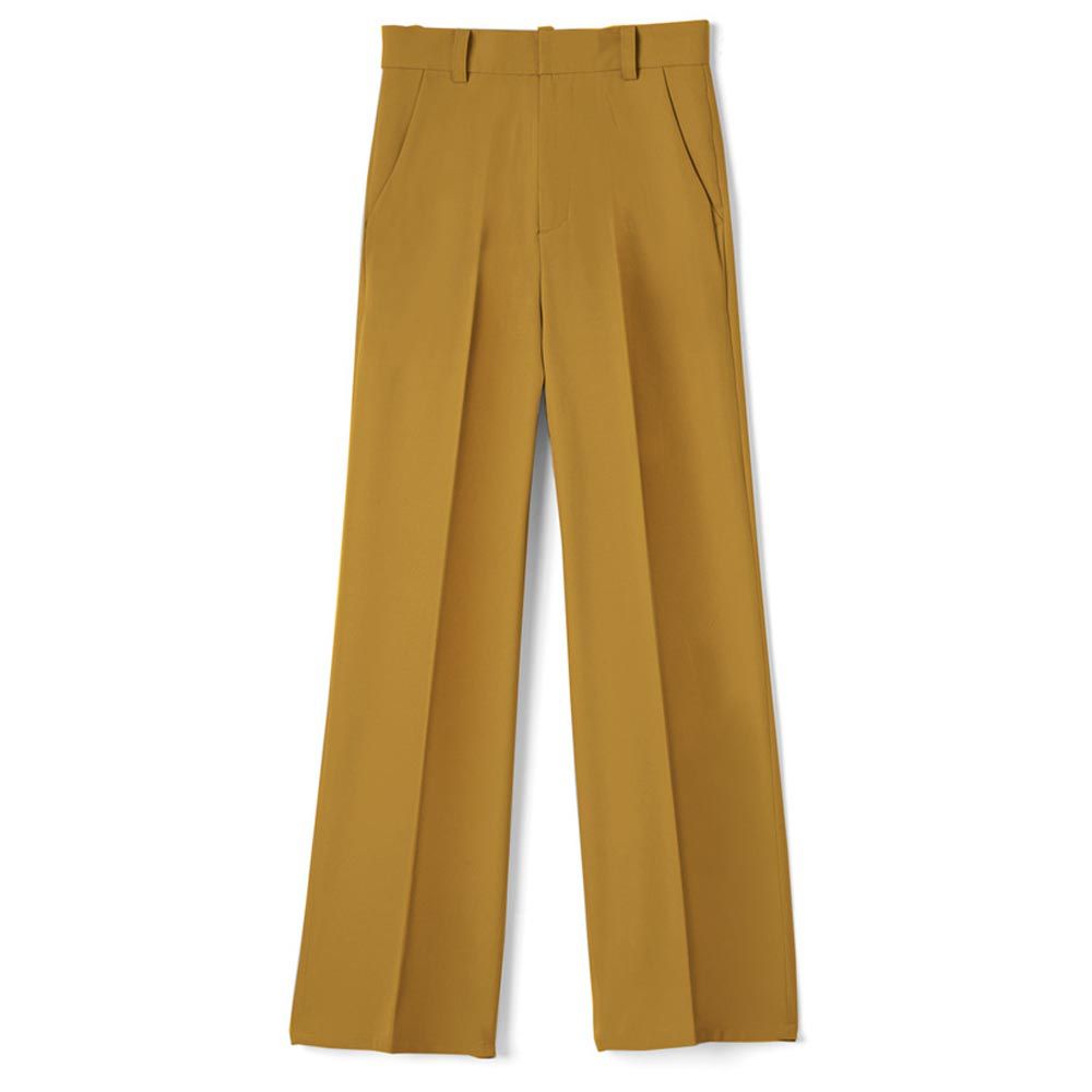 日本 GRL - 熱銷定番 修身打褶西裝寬褲-焦糖棕