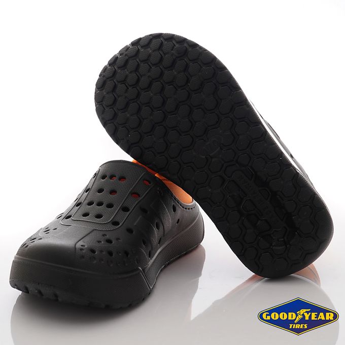 GOODYEAR - 台灣製GOODYEAR後踩水陸洞洞鞋(中小童段)-休閒鞋-黑