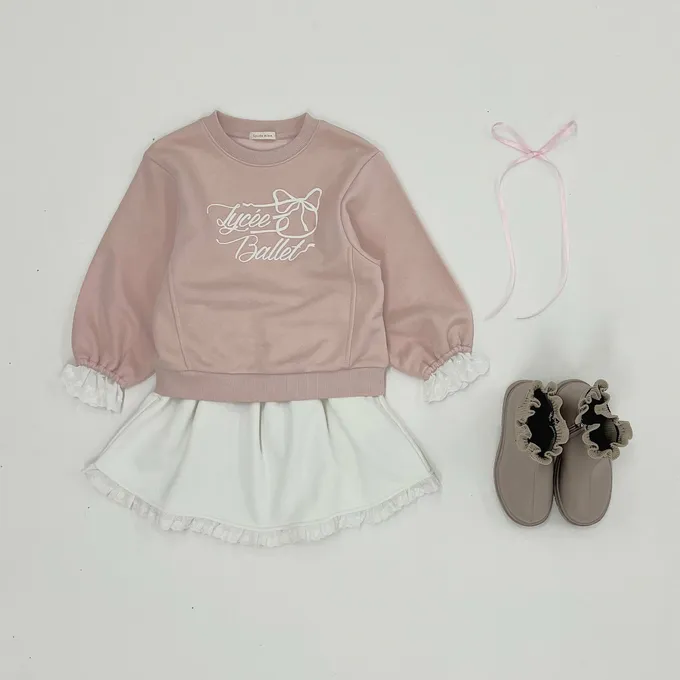 日本 Lycee mine - 可愛蕾絲袖口印花長袖上衣-紫