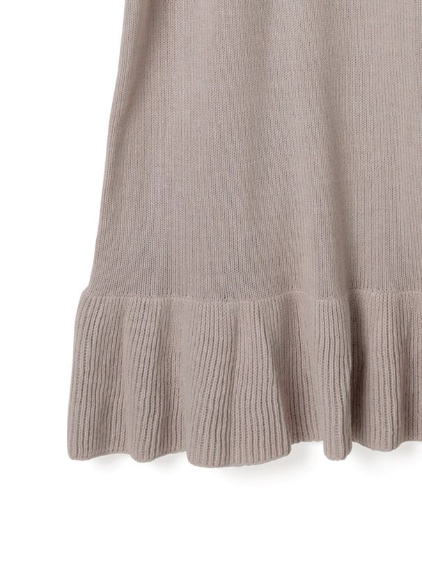 日本 GRL - 針織蝴蝶結綁帶荷葉擺洋裝-象牙白