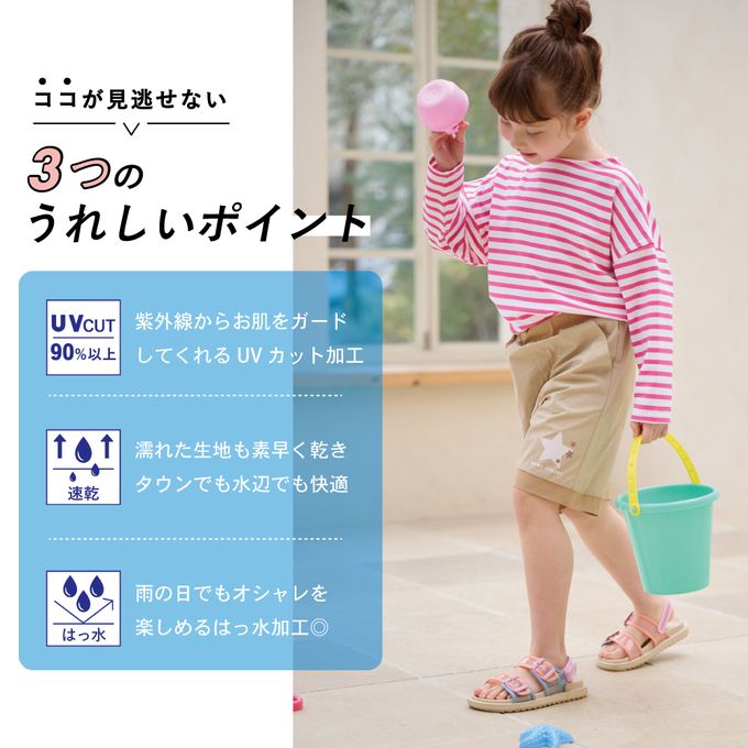 日本 evercloset - 水陸二用 神奇變色星星速乾短褲-卡其