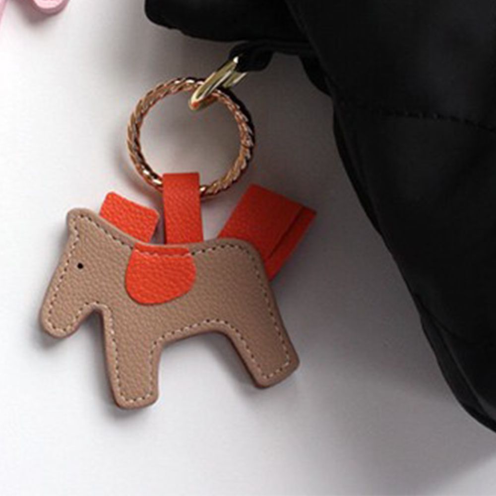 幸運小馬造型吊飾磁性帽夾-卡其橘