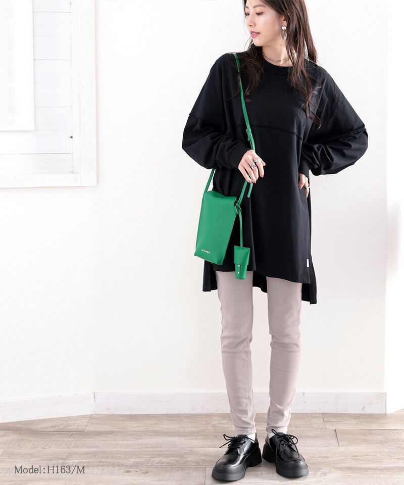 日本 Classical Elf - 落肩長版修身遮臀薄長袖上衣-灰杏