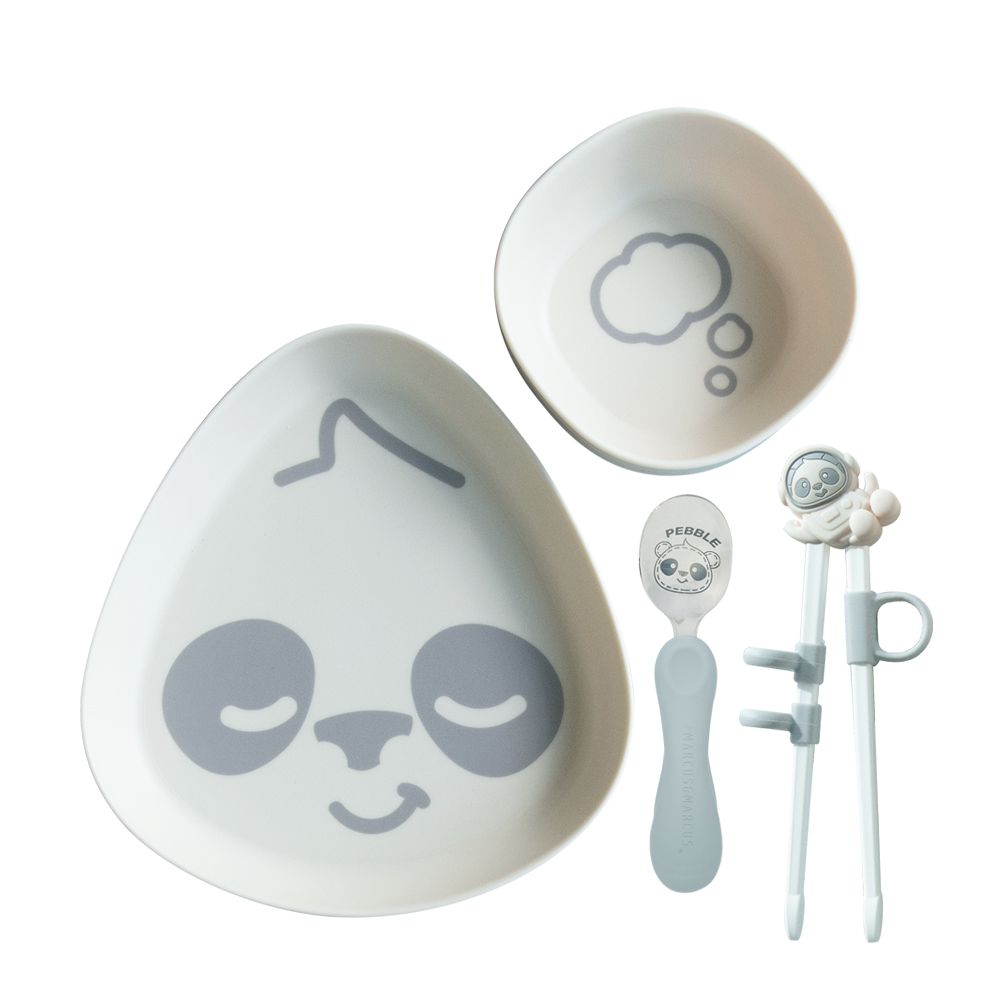 環保rPET兒童防滑學習餐具4件組-貓熊